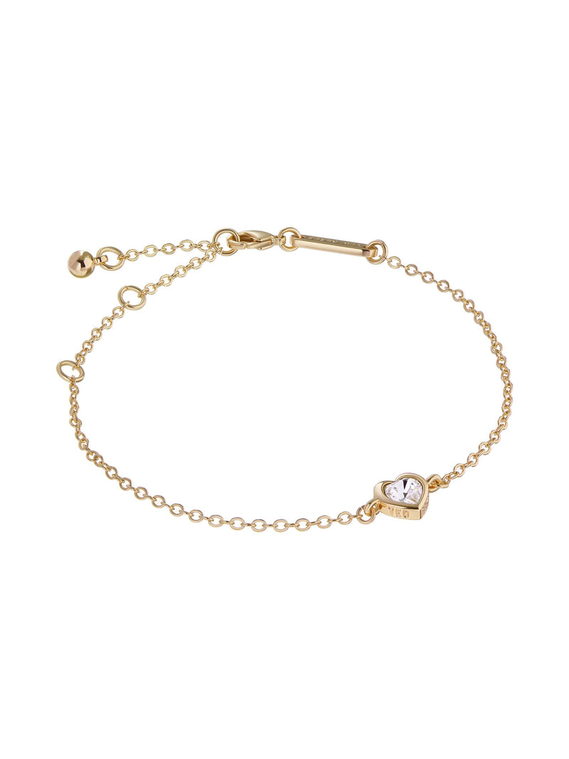 Ted Baker gold tone clear crystal heart adjustable bracelet (British brand)