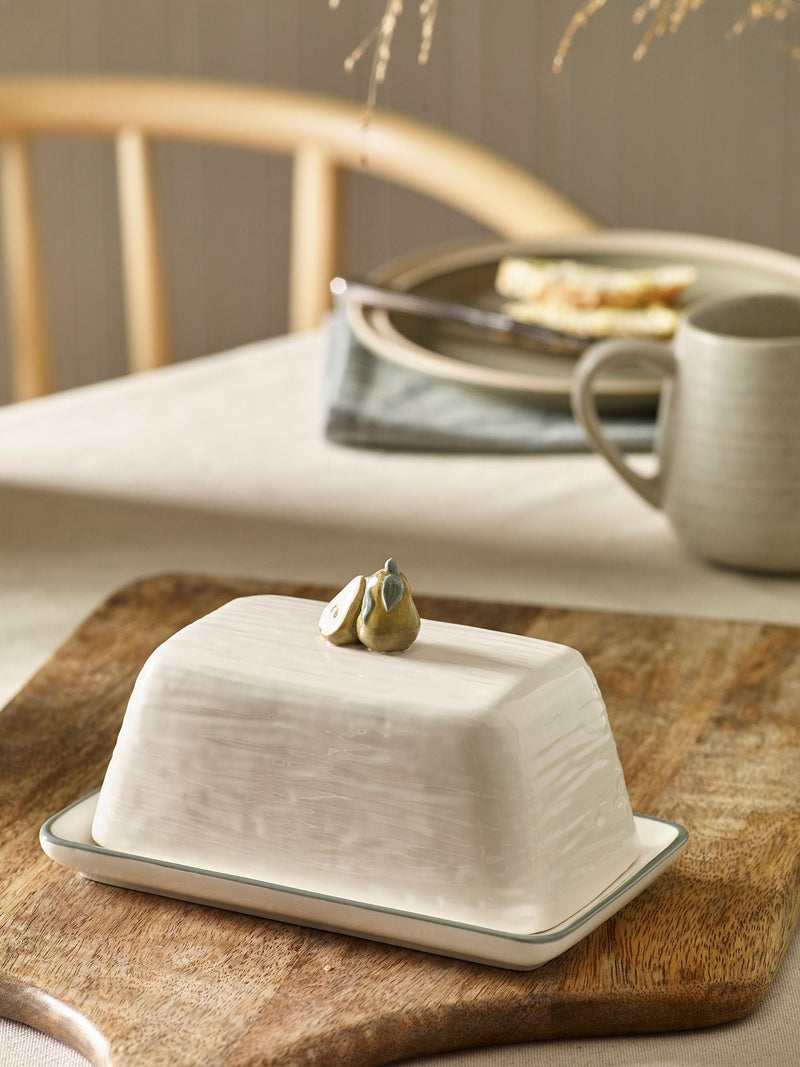 White pear butter dish 18.5cm height (British brand)