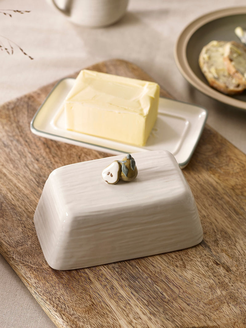 White pear butter dish 18.5cm height (British brand)