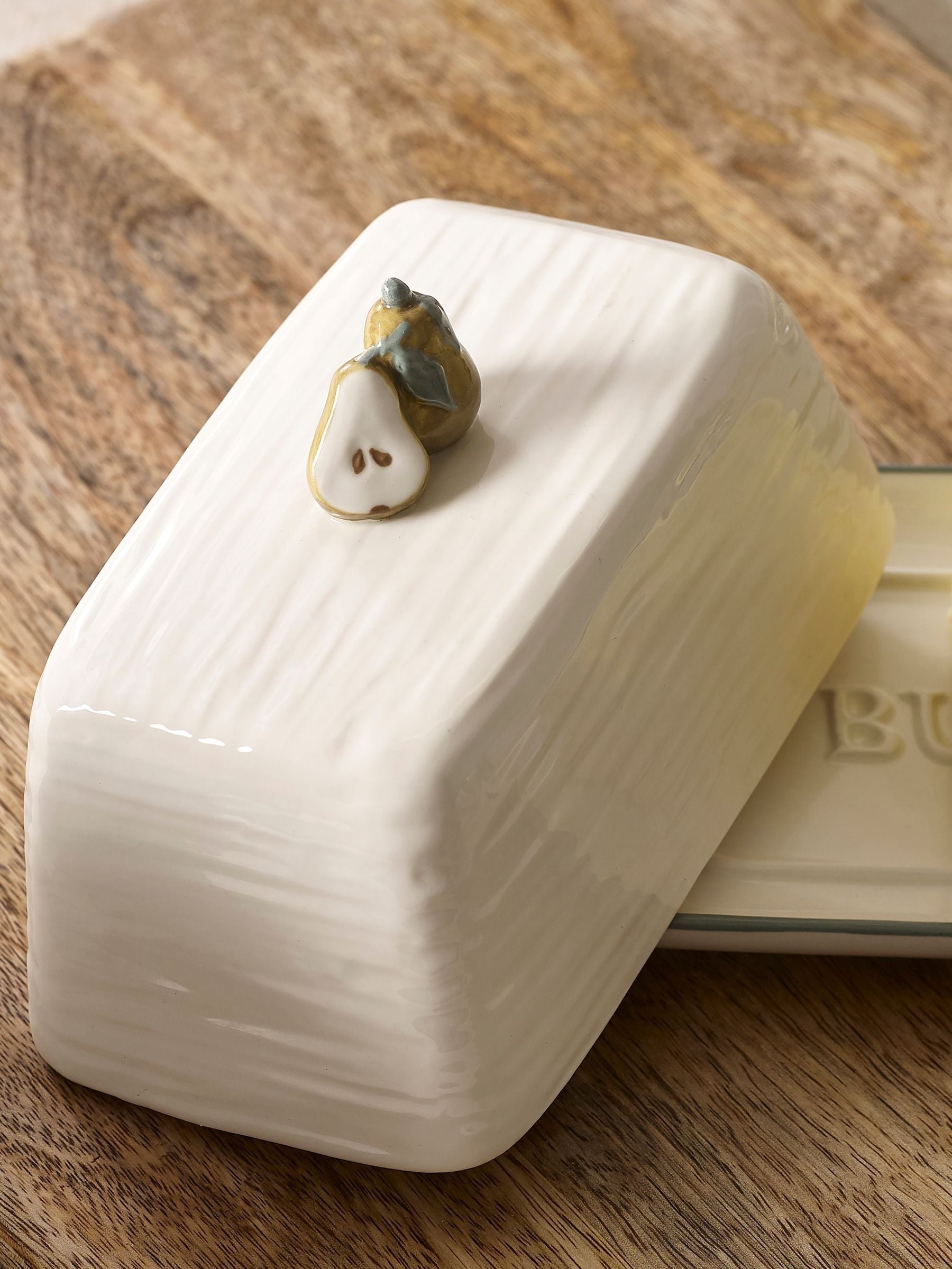 White pear butter dish 18.5cm height (British brand)