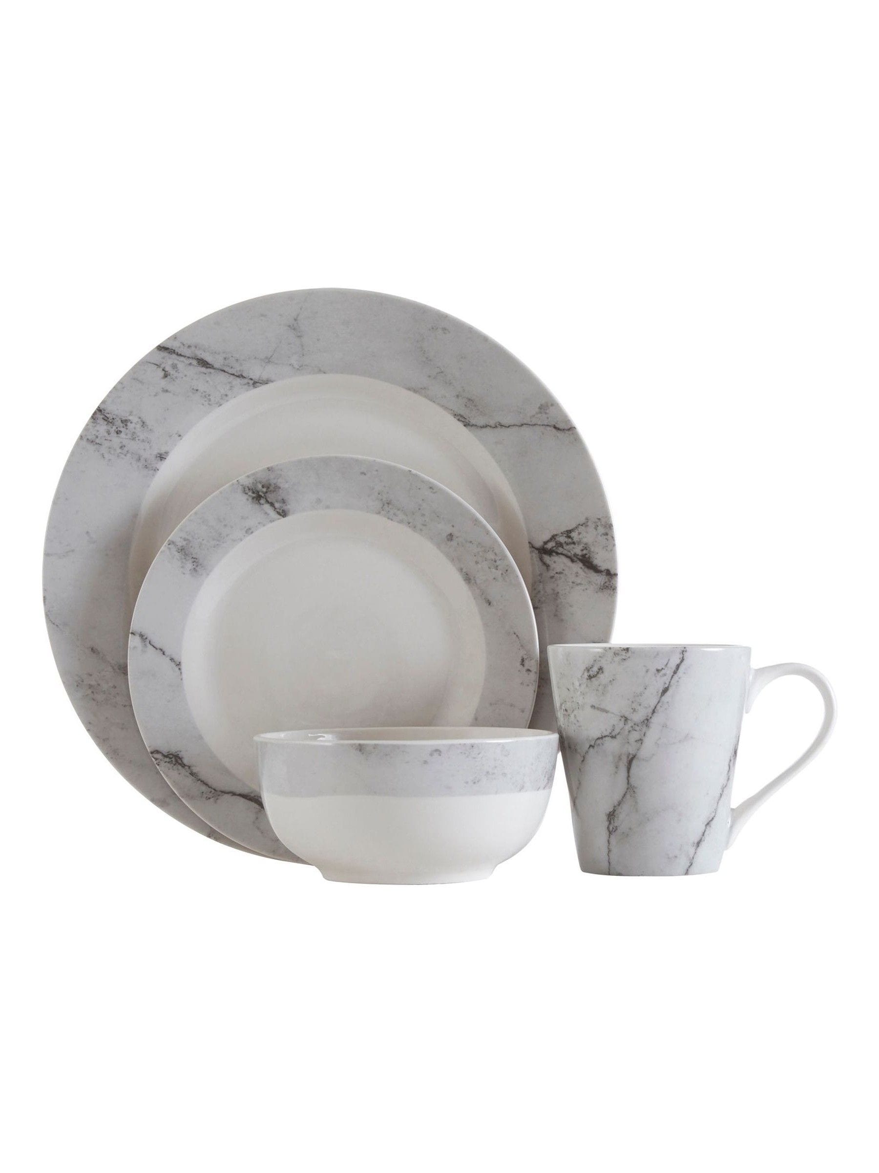 Interiors by Premier 16 Piece Grey Marble Dinner Set