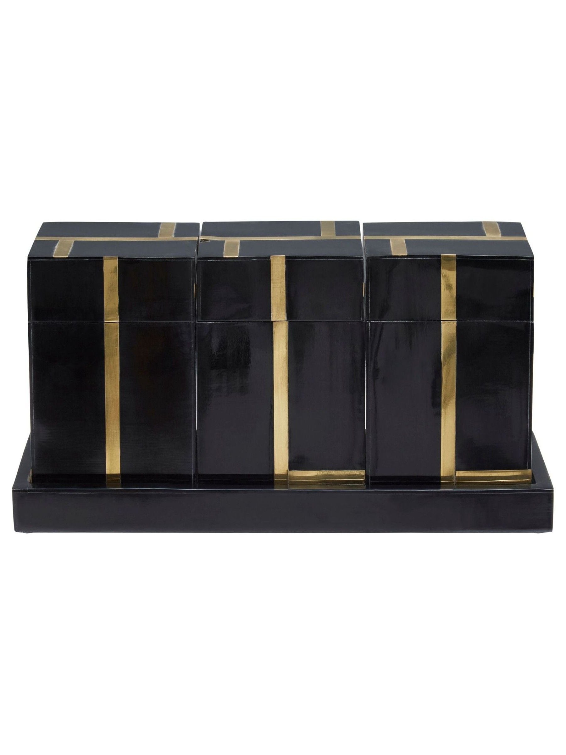 Fifty Five South Black Odell Canister Set With Tray