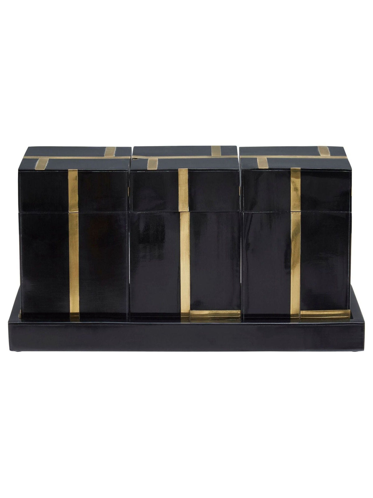 Fifty Five South Black Odell Canister Set With Tray