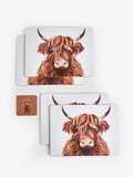 Hamish Highland Cow corkback placemat and coaster set natural UK version