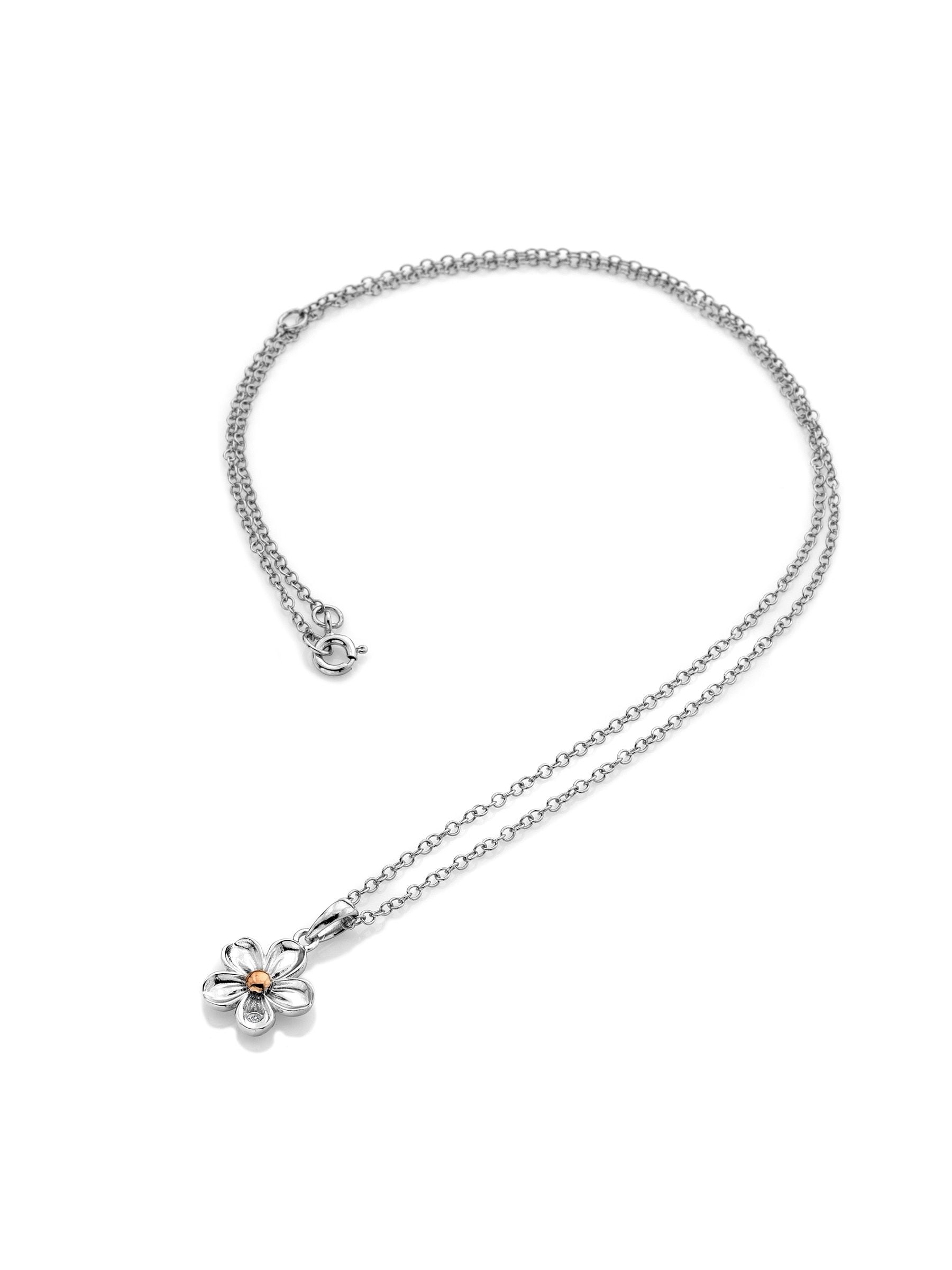 Hot Diamonds Forget Me Not sterling silver with rose gold pendant, UK version