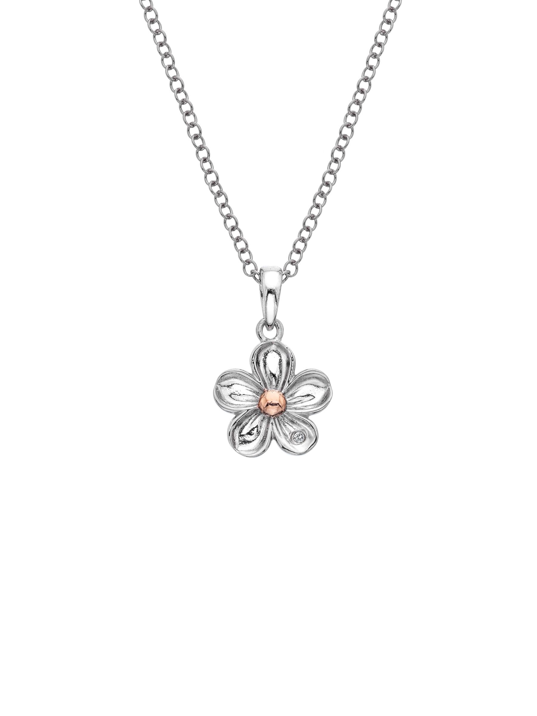 Hot Diamonds Forget Me Not sterling silver with rose gold pendant, UK version