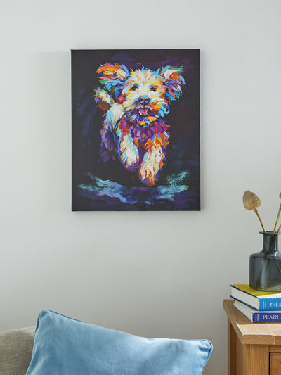 Navy Small Charlie Cockapoo Dog Canvas Wall Art