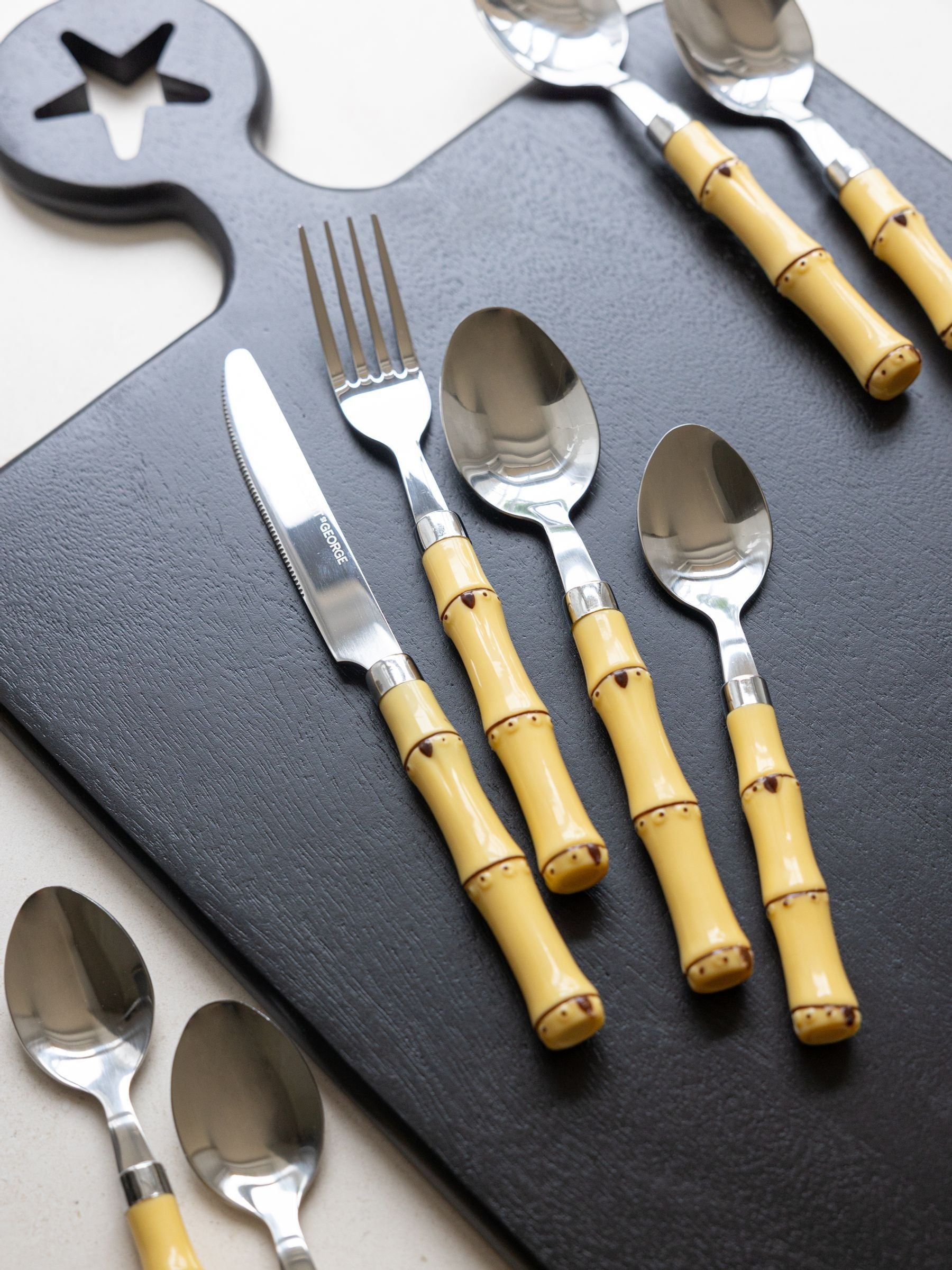 Rockett St George bamboo effect 16 piece cutlery set, imported from the UK