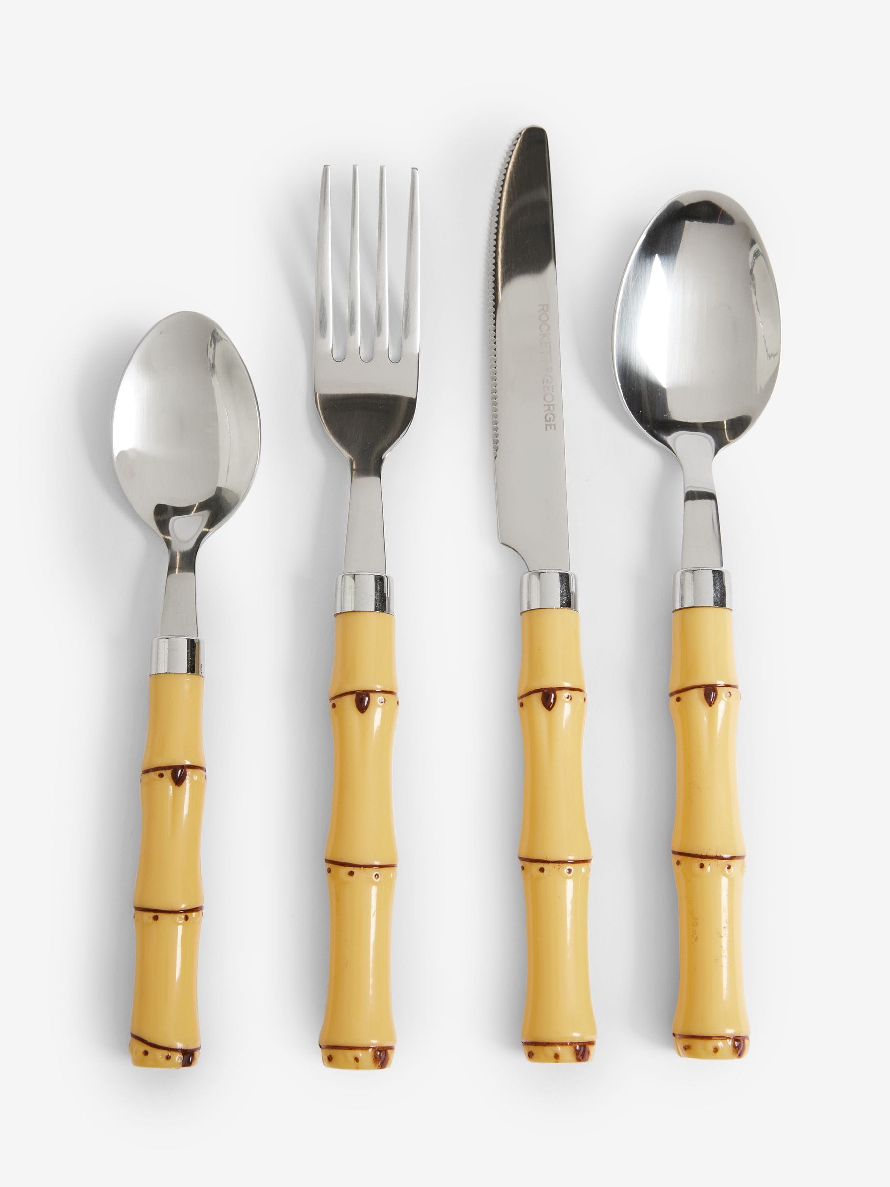 Rockett St George bamboo effect 16 piece cutlery set, imported from the UK