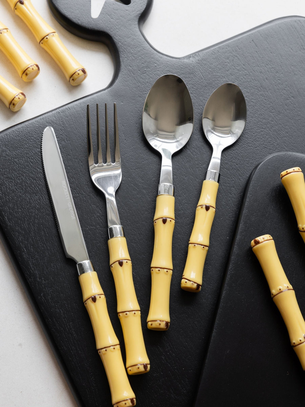 Rockett St George bamboo effect 16 piece cutlery set, imported from the UK