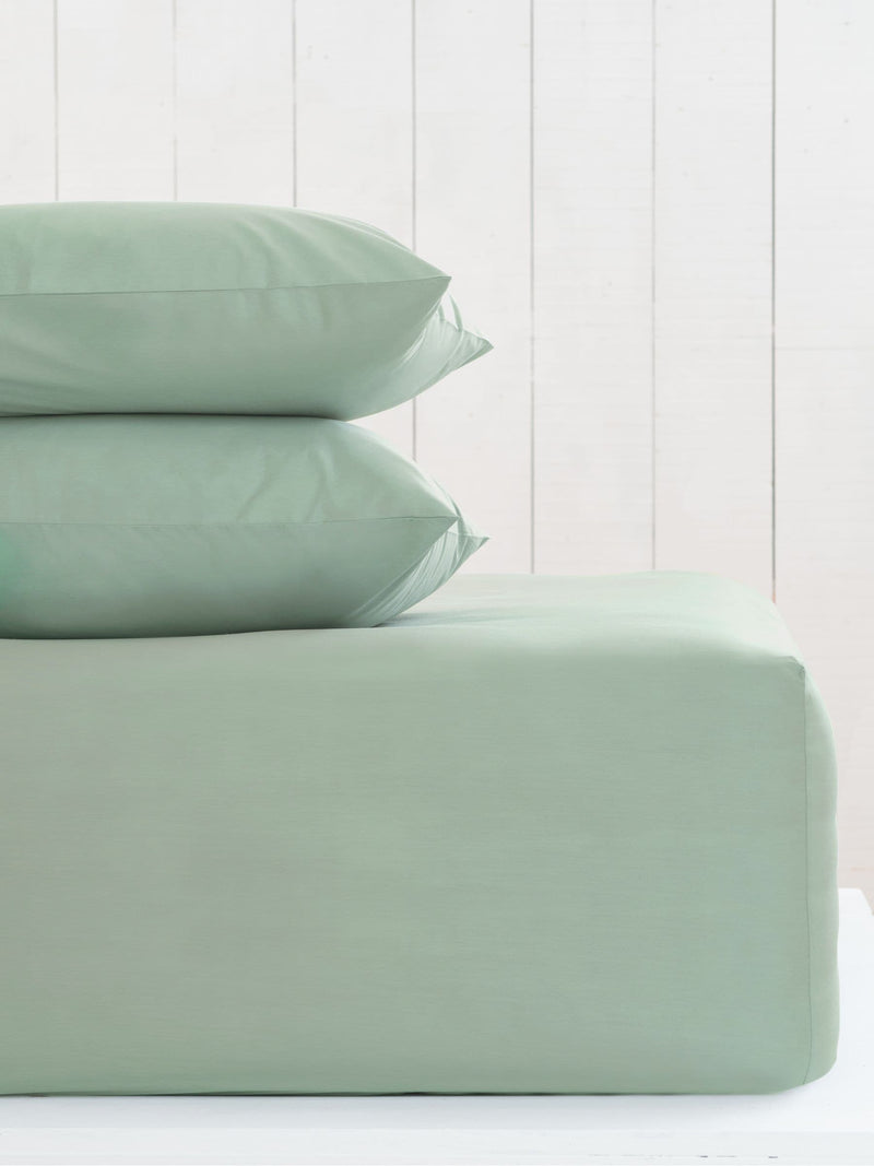 Green Sage Cotton Rich Extra Deep Fitted Bed Sheet, UK version