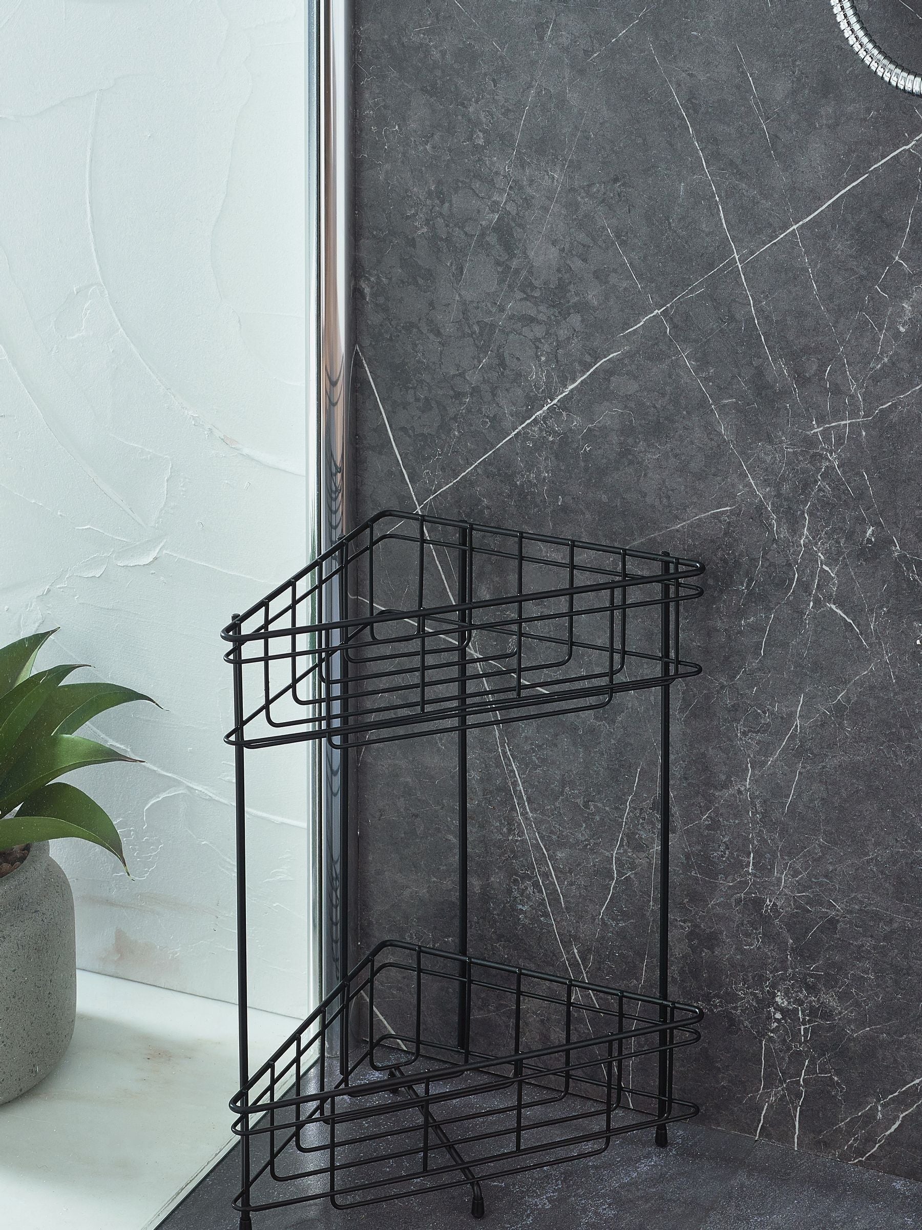 Two Tier Wire Corner Caddy Black Height 39.5cm - British product