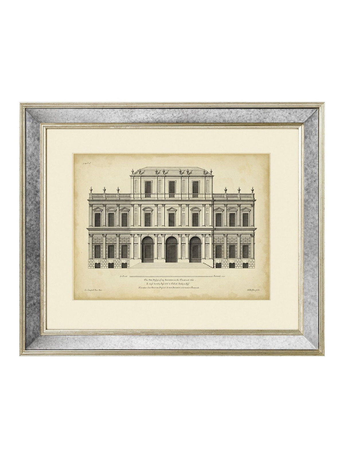 Brookpace Lascelles gold vintage facade I framed print 56x46cm - British product