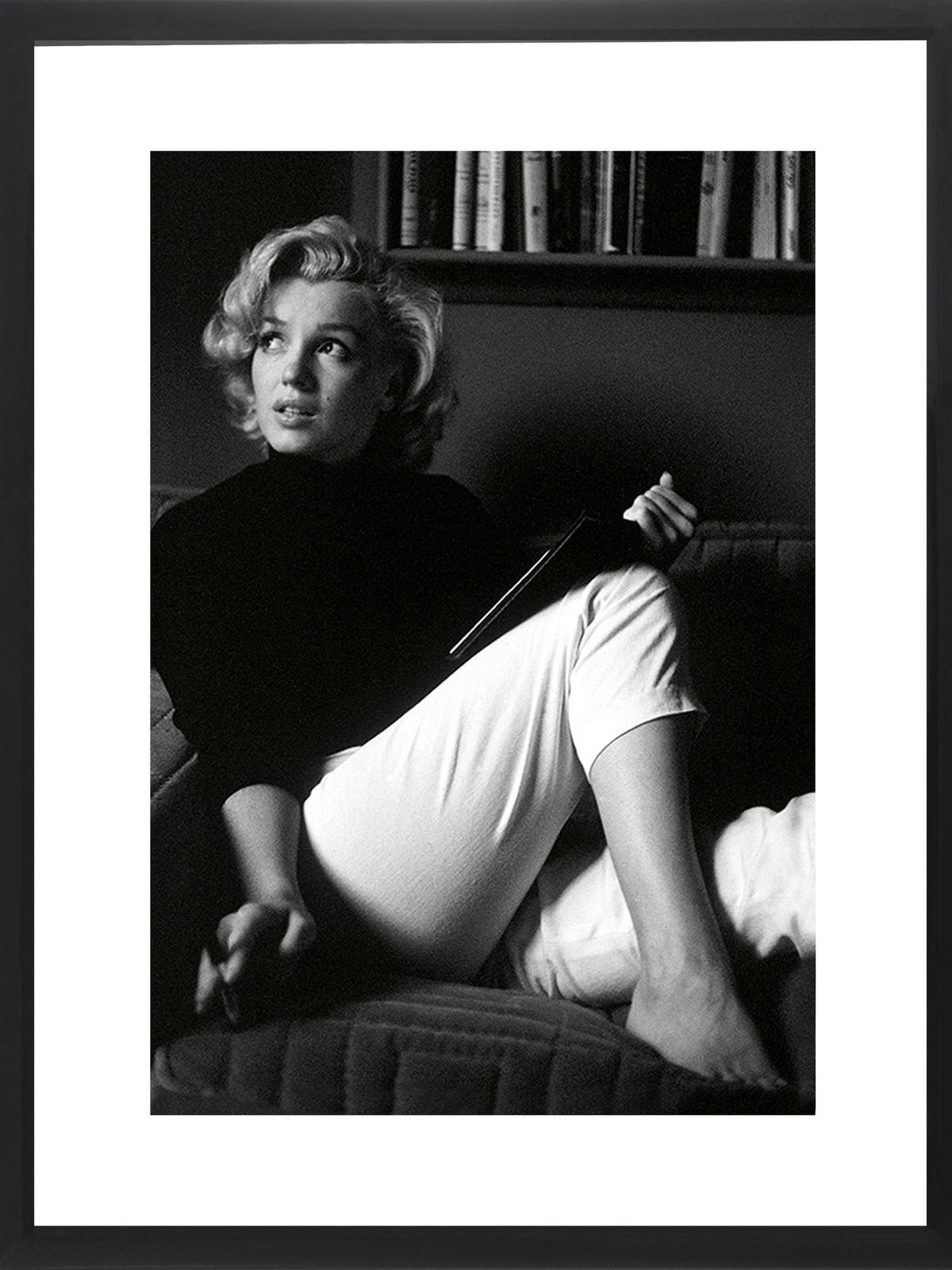 Brookpace Lascelles Black Black And White 'Marilyn Monroe Book' Photographic Print In Glass Black Frame