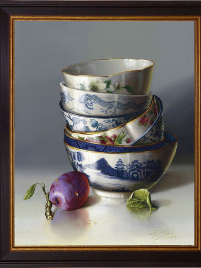 Brookpace Lascelles Red Chinese Bowls and Plum Framed Wall Art 59 x 49cm