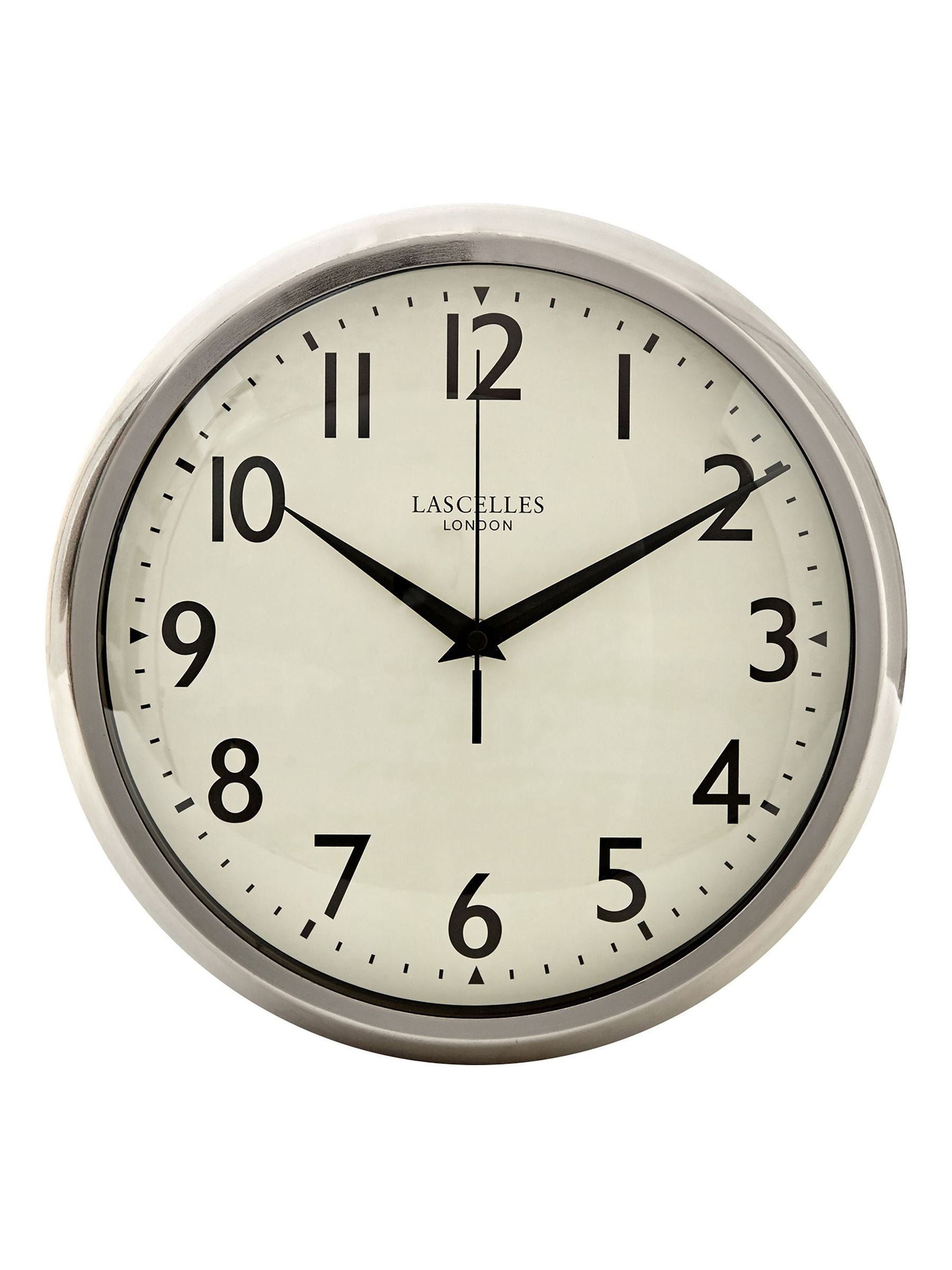 Lascelles chrome deco style wall clock 30cm diameter - British product