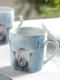 Set of 2 Teal Blue Hamish The Highland Cow Mugs