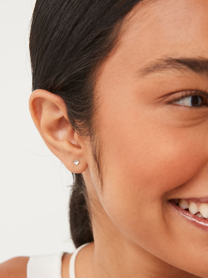 Sterling silver heart stud earrings (British brand)