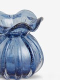 Blue fluted mini ceramic flower vase - British product