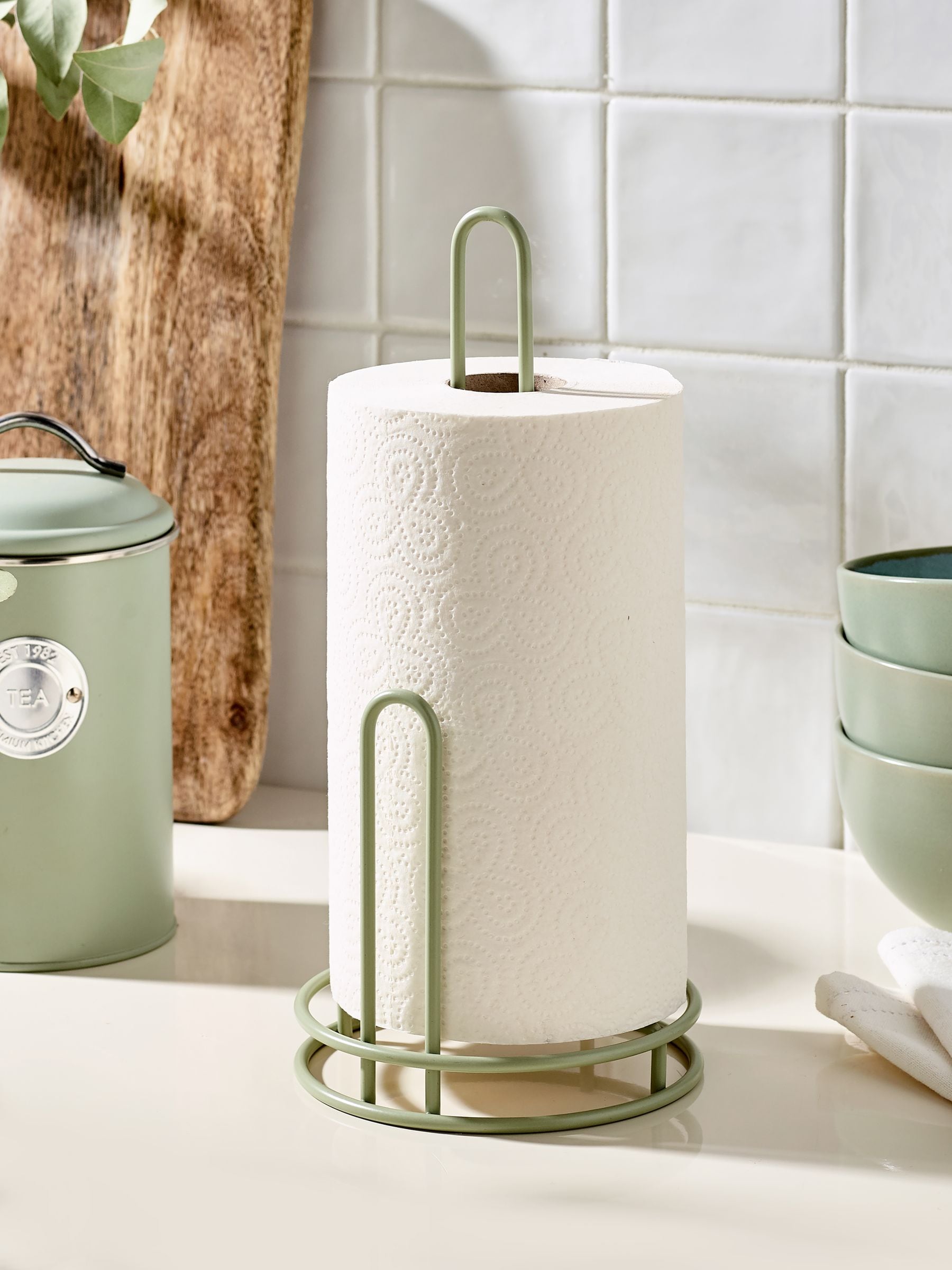 Sage Green Wire Kitchen Roll Holder