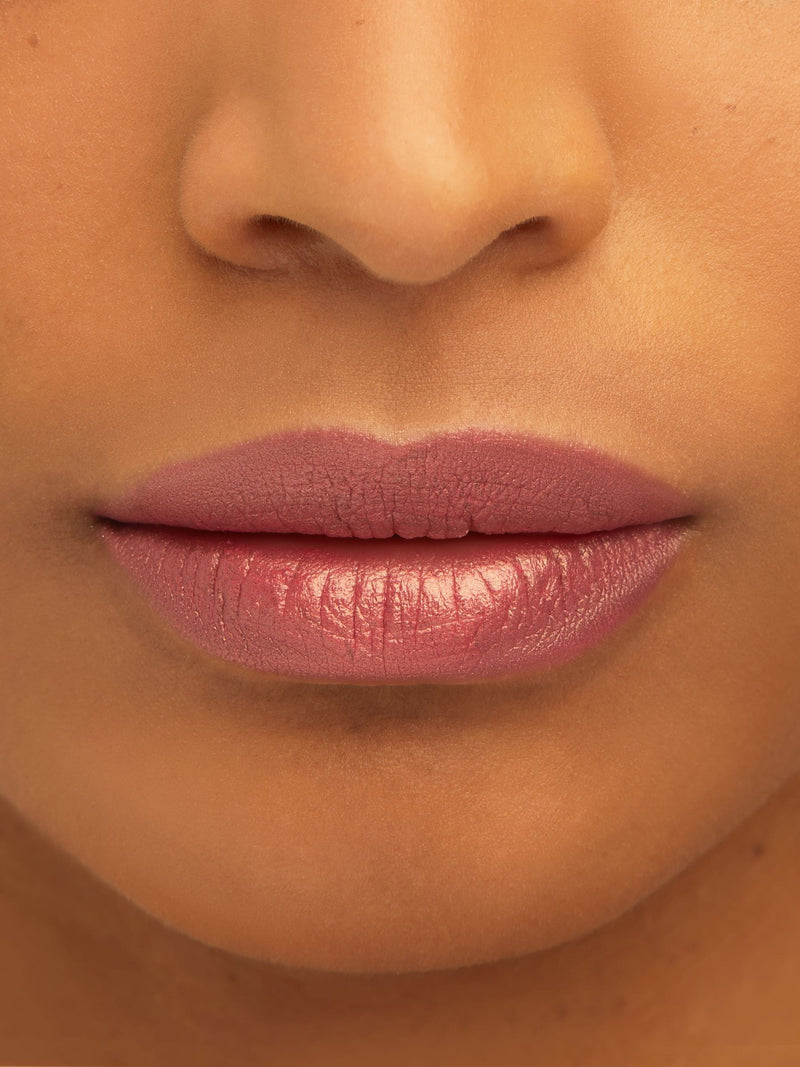 Metallic pink prosecco lipstick (British brand)