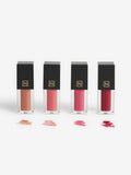 Set of 4 mini high shine lip gloss in Nuditude, Bon Bon, Rhubarb, Very Berry (British brand)