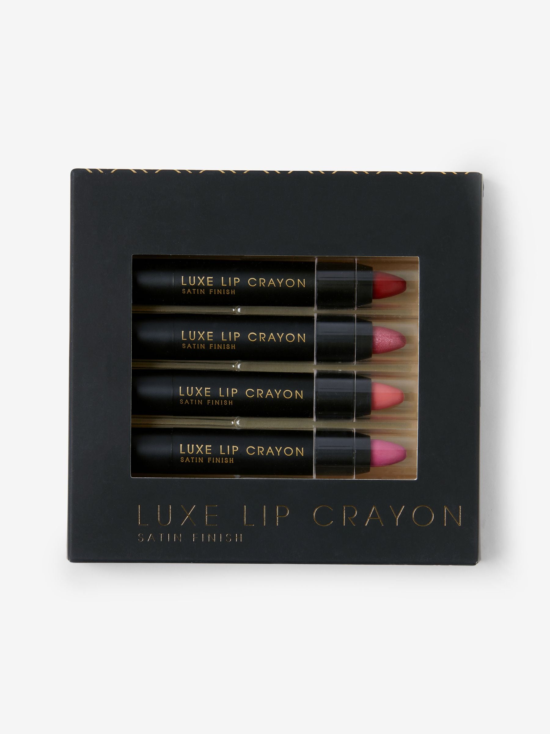Set of 4 luxe lip crayons in assorted shades (British brand)