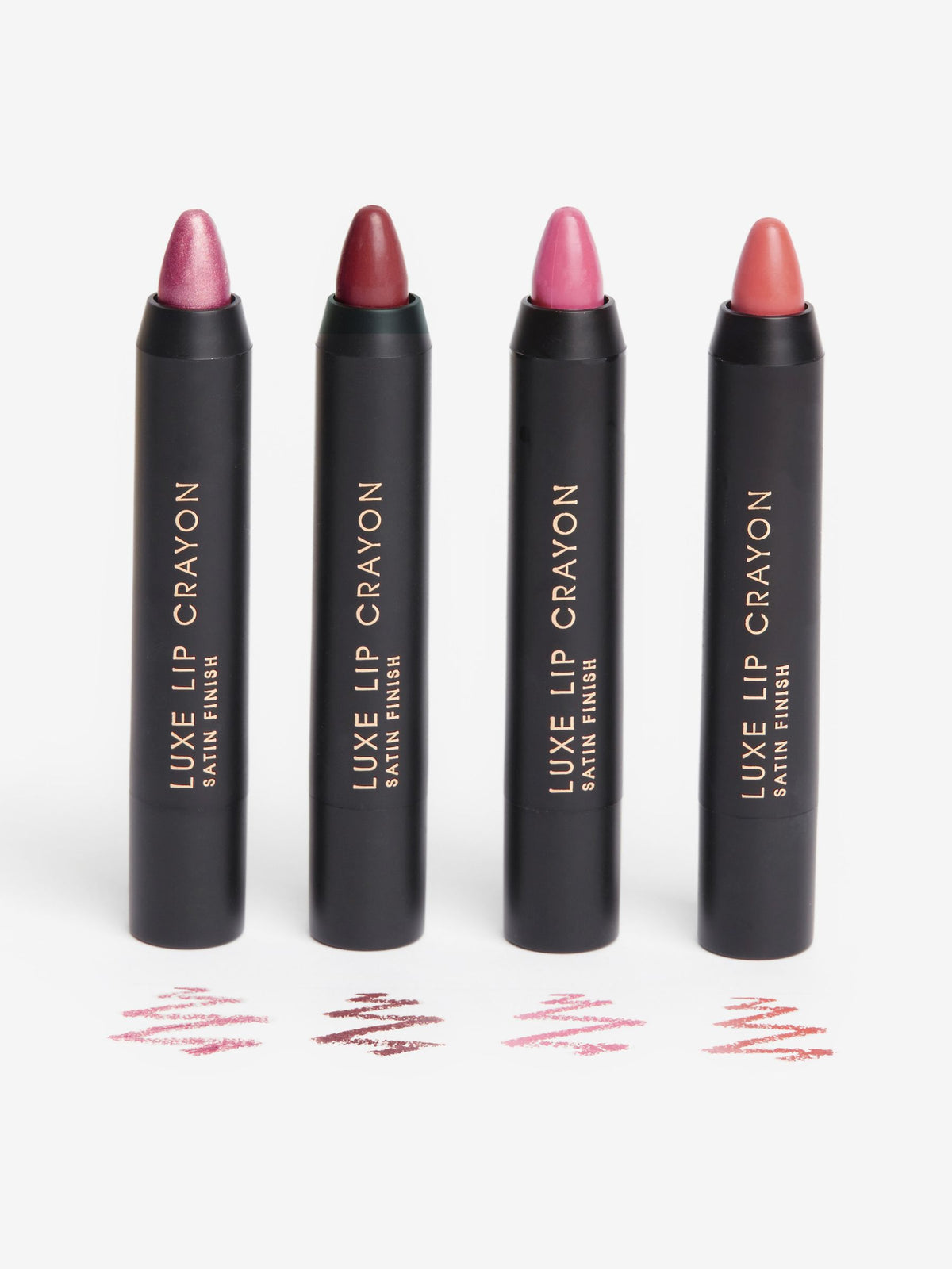 Set of 4 luxe lip crayons in assorted shades (British brand)