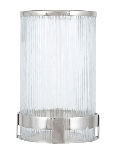 Pacific Silver Tall Metal And Textured Glass Hurricane Candle Holder