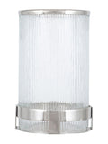 Pacific Silver Tall Metal And Textured Glass Hurricane Candle Holder