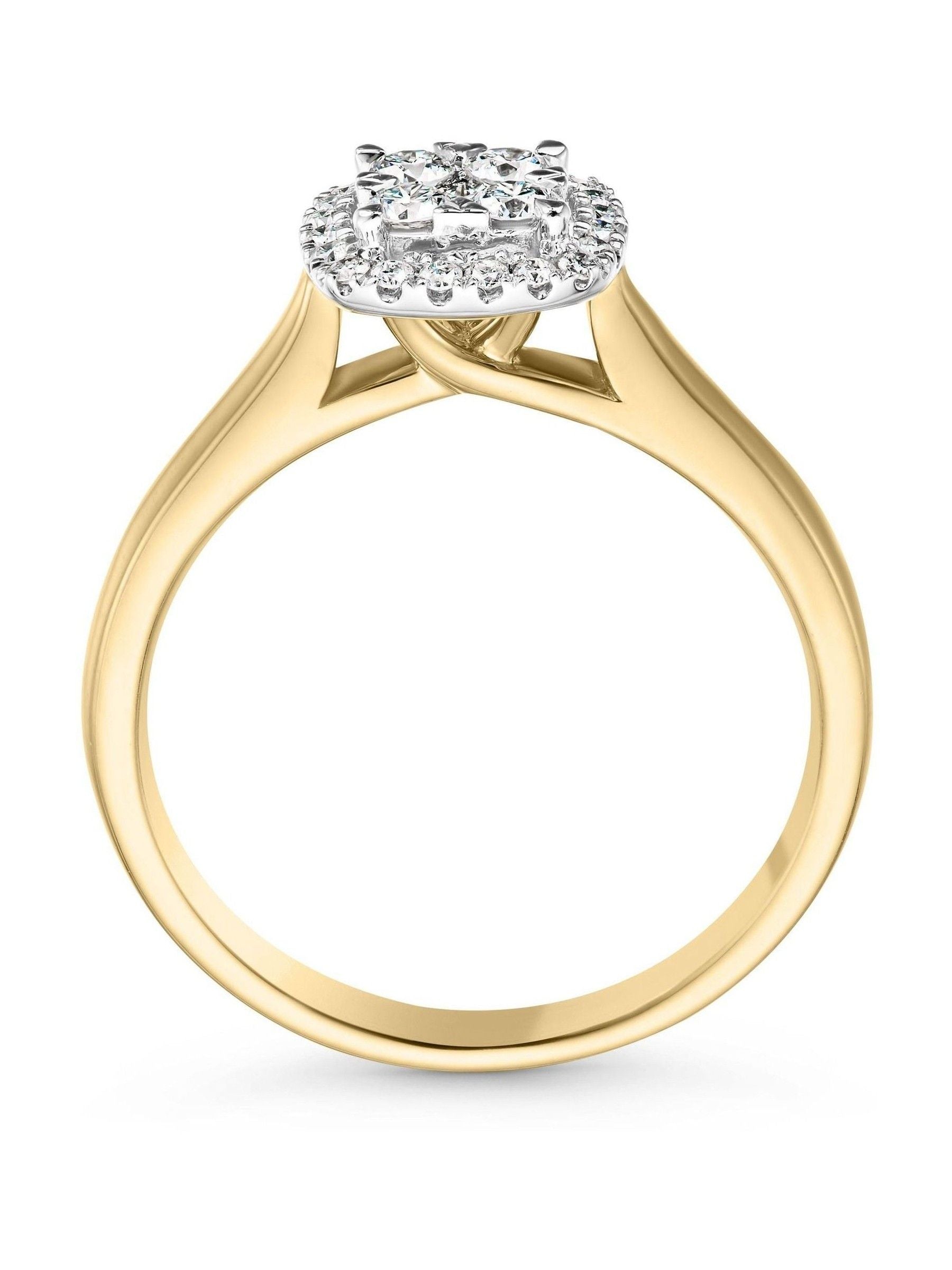 Beaverbrooks 9ct Gold Diamond Cluster Ring 2mm width - British product