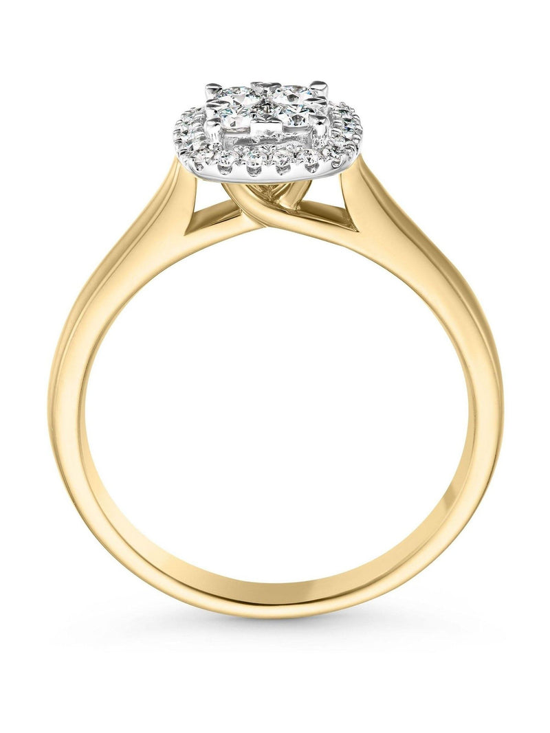 Beaverbrooks 9ct Gold Diamond Cluster Ring 2mm width - British product