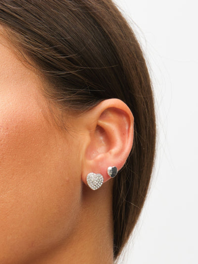 Mood Metallic Crystal Heart Stud Earrings 3 Pack