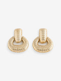 Gold Plated Snake Textured Doorknocker Earrings with Post and Bullet Back, 20mm Length