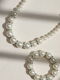 Mood Black Crystal Cream Pearl Beaded Necklace