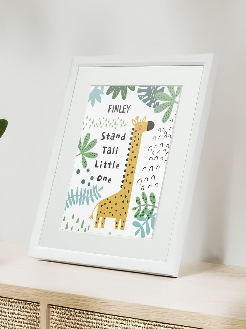 Jonnys Sister personalised giraffe children's nursery framed print 12 x 10 inches, imported from the UK