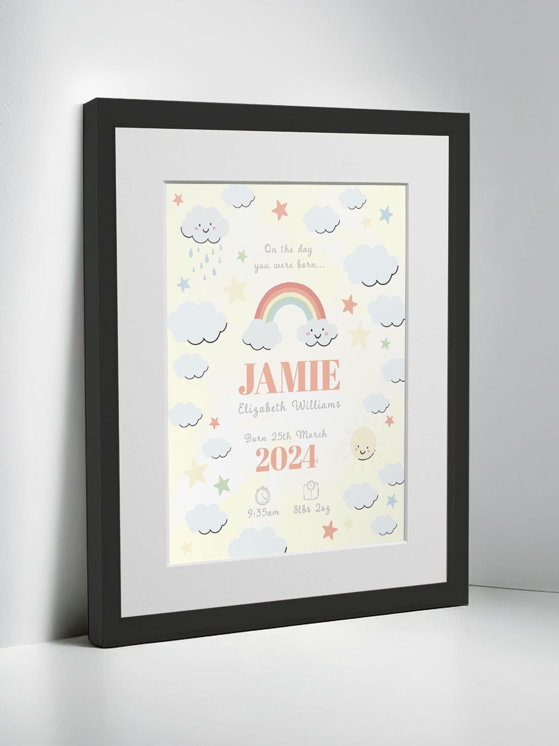 Jonnys Sister personalised rainbow framed print 12x10 inches imported from the UK