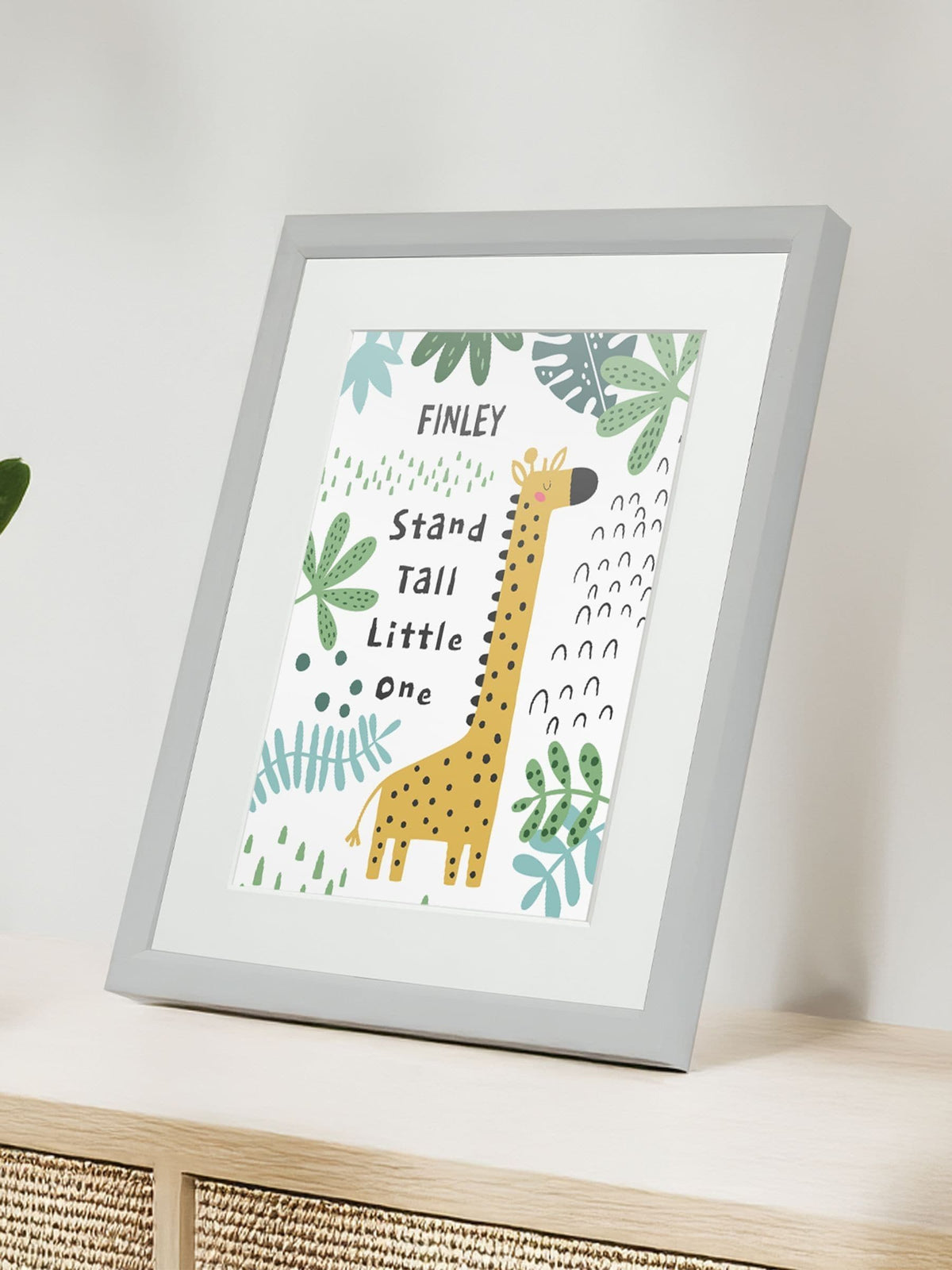 Jonnys Sister personalised giraffe children's nursery framed print 12 x 10 inches, imported from the UK
