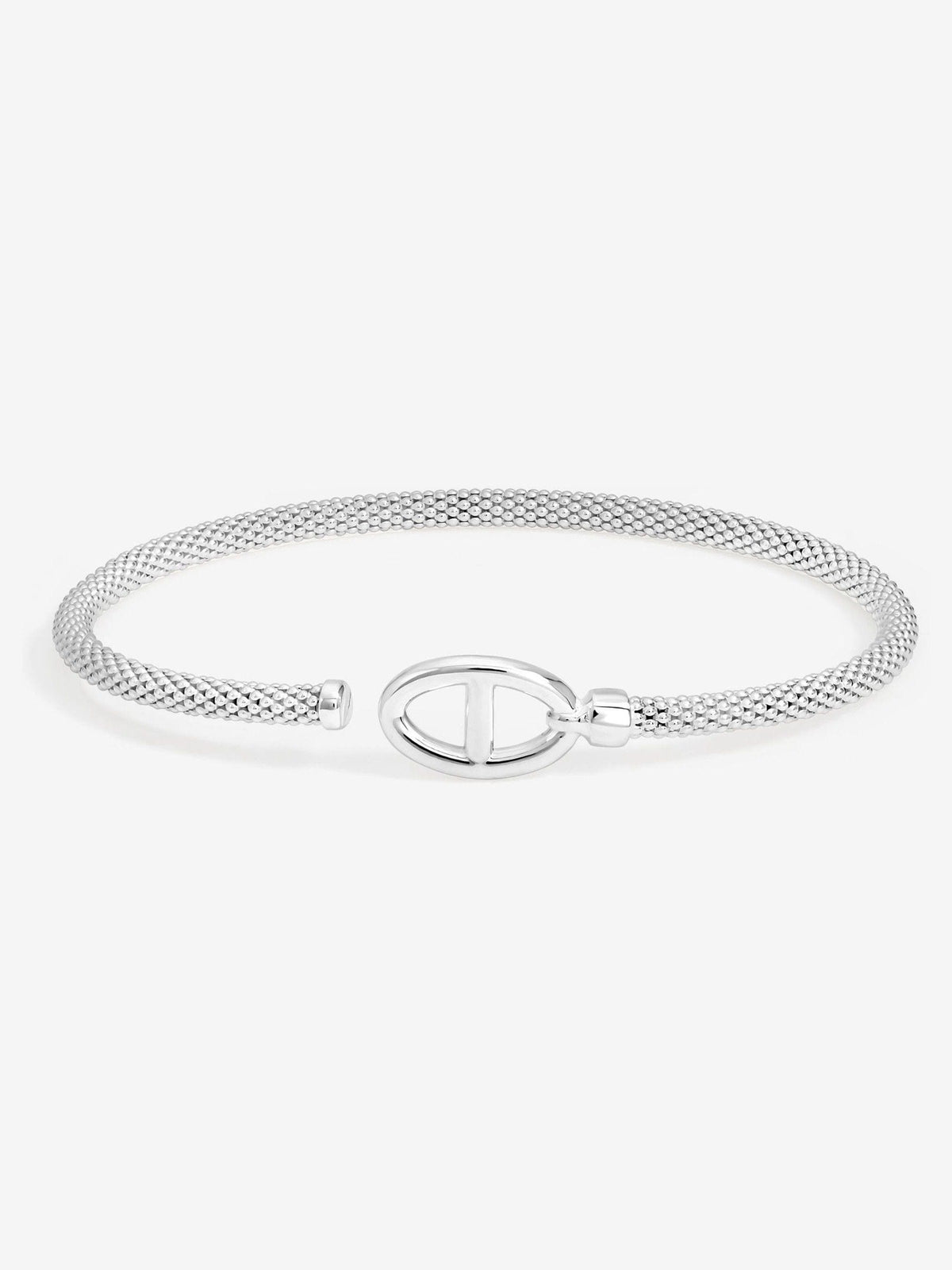 Sterling Silver Marine Link Cuff Bracelet with High Polish Finish