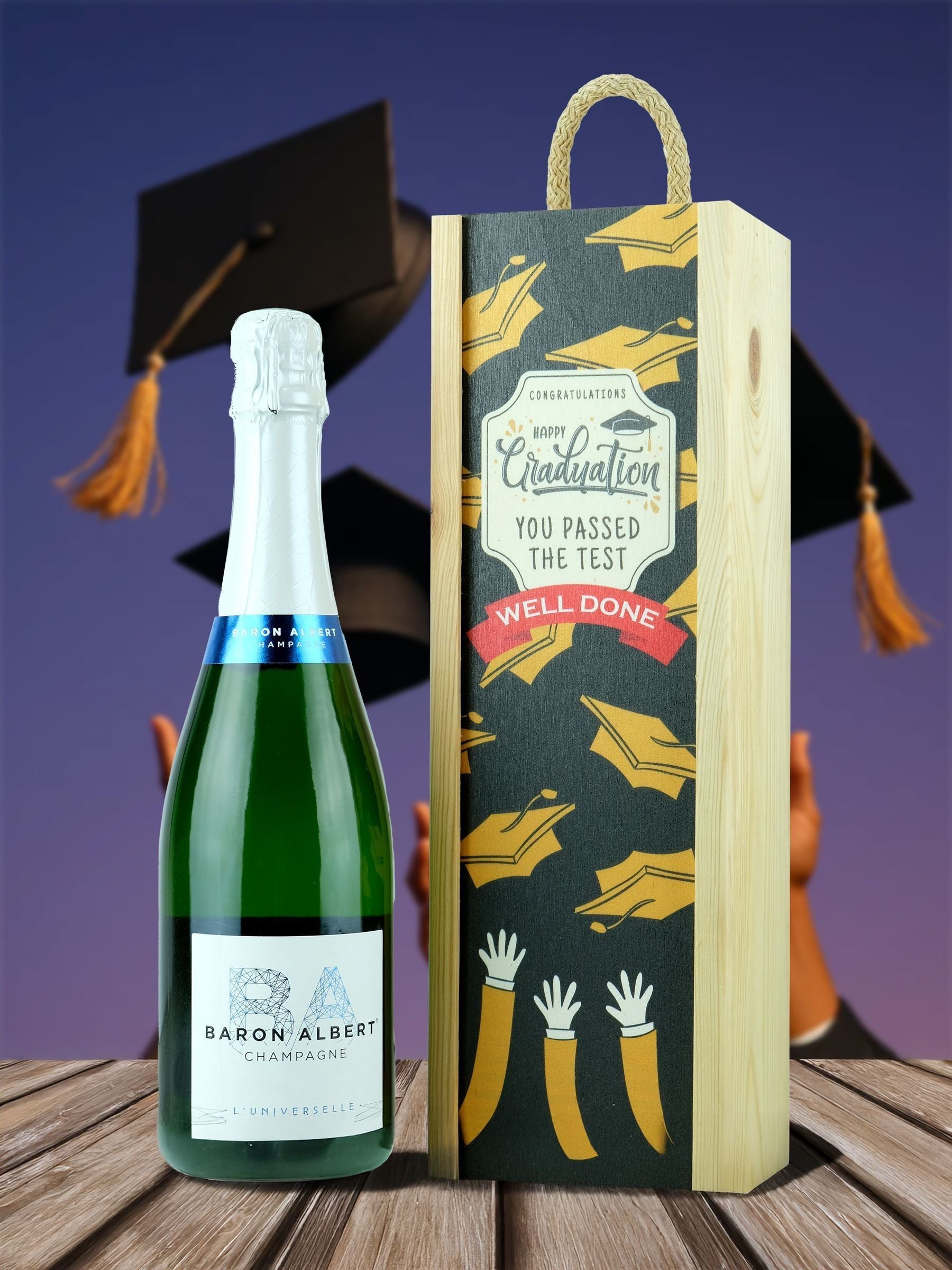 LeBonVin Graduation Gift Box with Baron Albert Brut Champagne 750ml, UK version