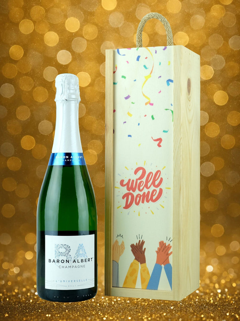 LeBonVin champagne gift box featuring Baron Albert Brut 750ml, UK version