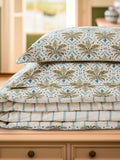 Joules Cream Multi Palm Geo duvet cover and pillowcase set, UK version