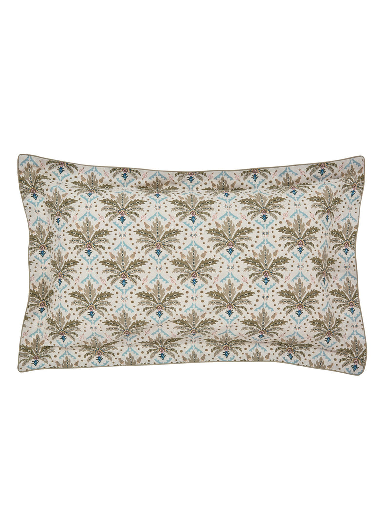 Joules Cream Multi Palm Geo duvet cover and pillowcase set, UK version