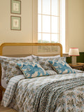 Joules Cream Multi Palm Geo duvet cover and pillowcase set, UK version