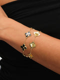 Inicio Gold Tone Jet Enamel Clover Bracelet, UK version