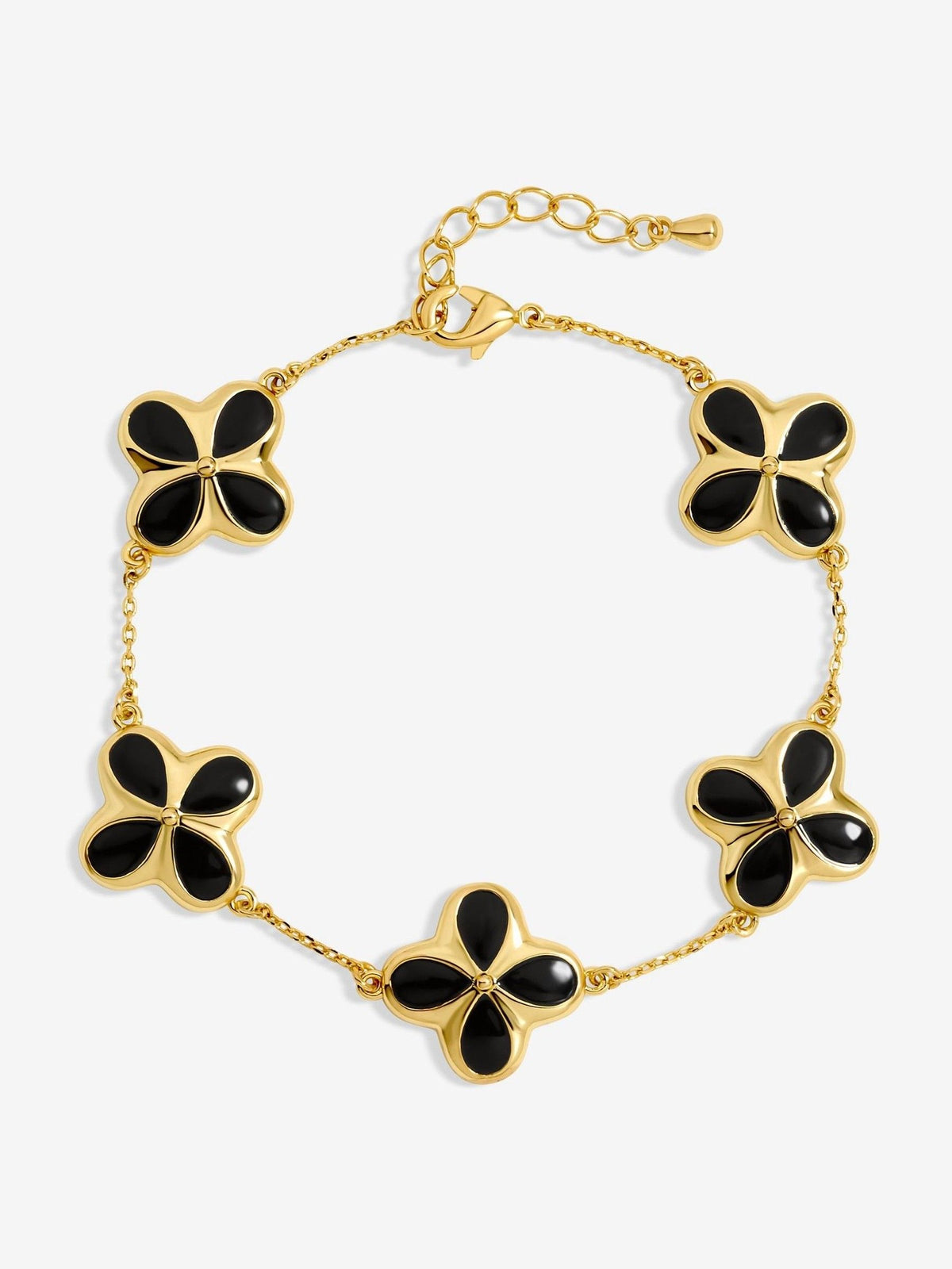 Inicio Gold Tone Jet Enamel Clover Bracelet, UK version