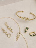Inicio Gold Tone Emerald Snake Hoop Earrings