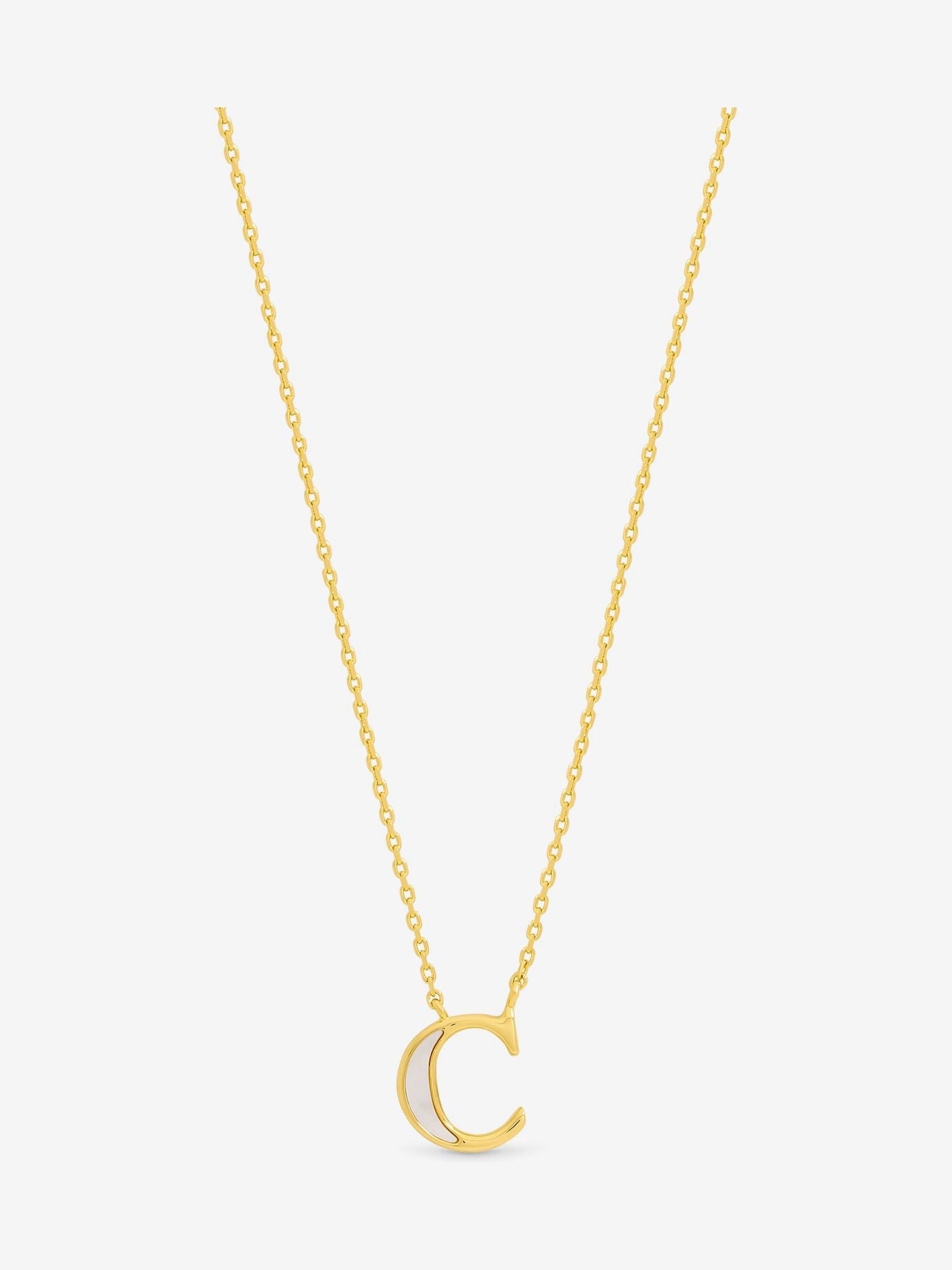 Inicio gold-plated mother of pearl C pendant necklace, UK version