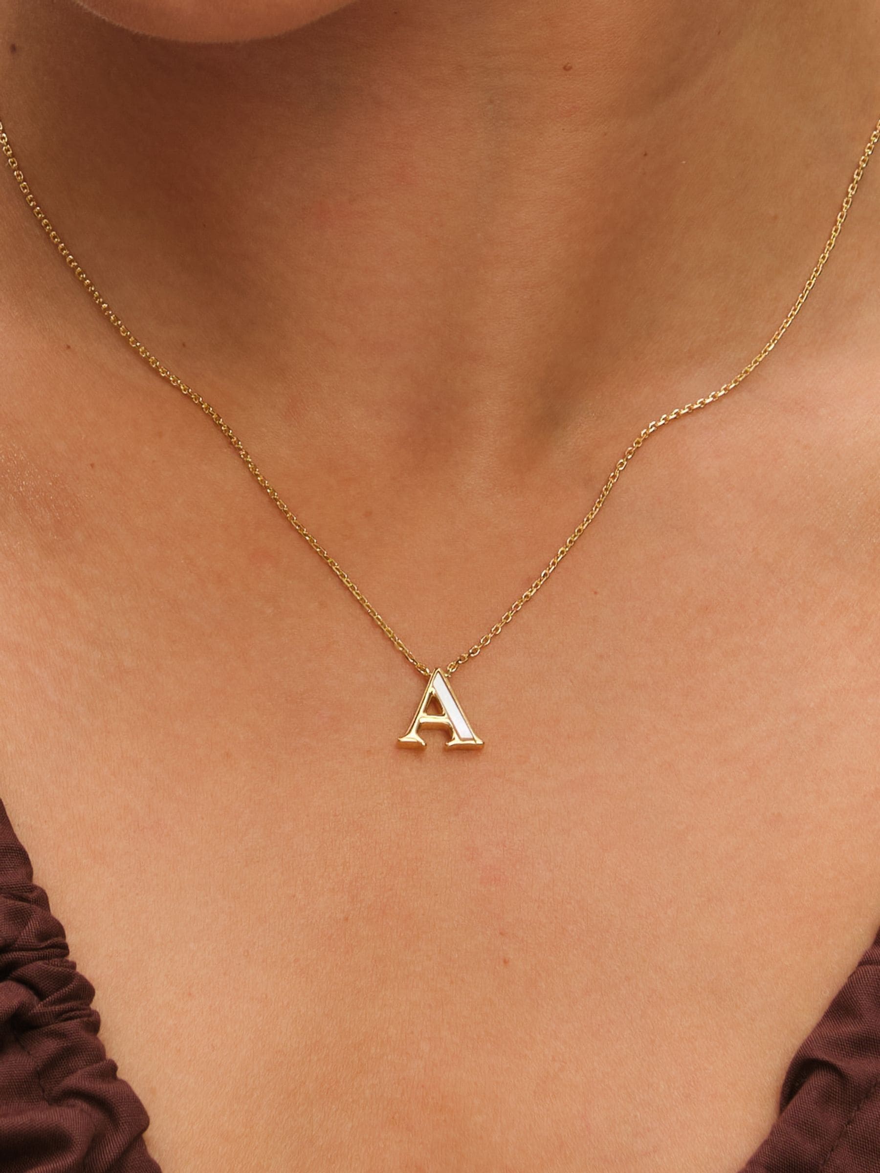 Inicio Gold Plated Mother of Pearl A Initial Pendant