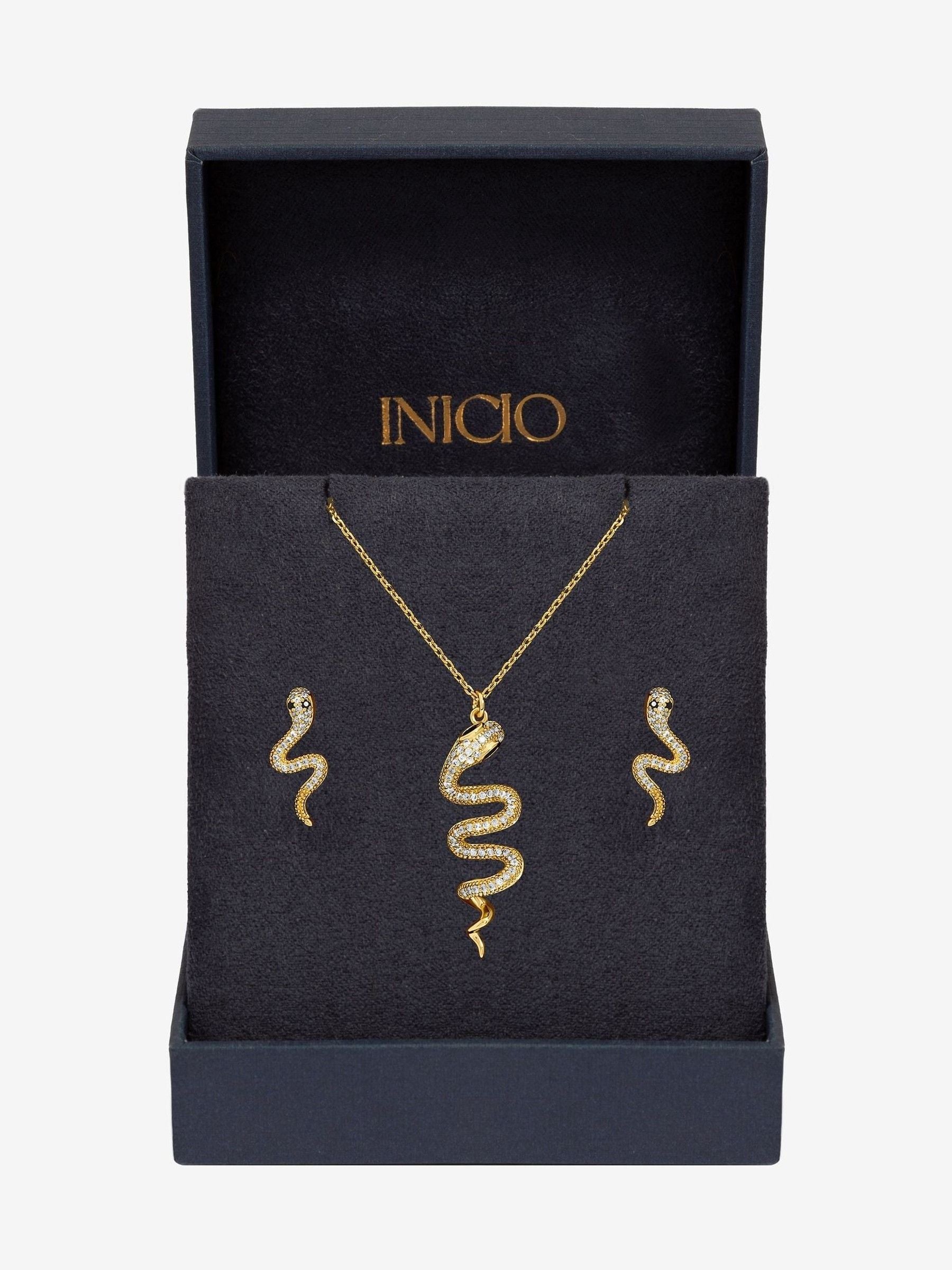 Inicio gold cubic zirconia snake jewelry set, UK version